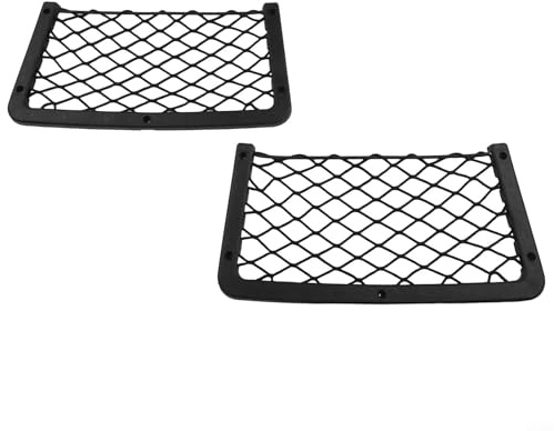 Rete portaoggetti elastica per sedile auto, confezione da 2 grandi tasche in rete per riviste, mappe, piccoli oggetti, adatta per accessori interni di furgoni, camper, barche, camper, colore nero, 36