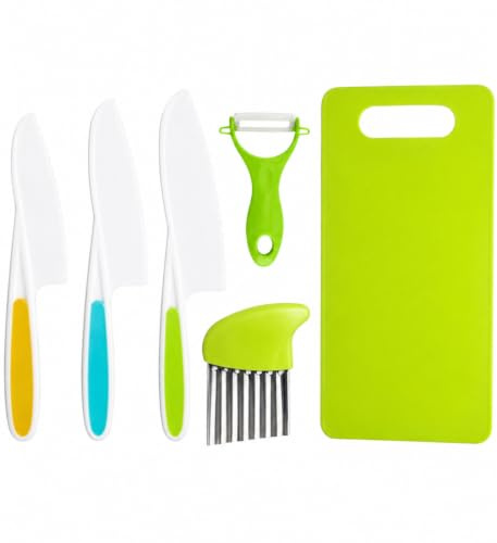 Juego de Cuchillos de Cocina de Plástico, 6 Piezas, Cuchillo infantil de seguridad para niños, cuchillo Montessori a partir de 2 años, para Cortar Frutas o Verduras, regalos perfectos para cumpleaños