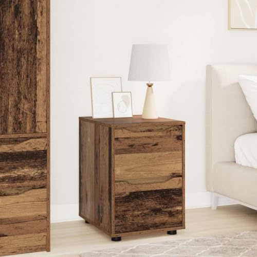 Kangardius Armoire de rangement en bois vieilli 40 x 48 x 57 cm avec tiroir et espace de rangement, armoire multifonction pour salon, bureau, couloir et cave, organiseur fonctionnel avec portes