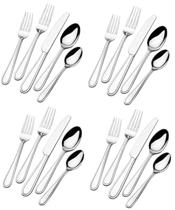 Gourmet Basics by Mikasa 5148973 Westfield 20-Piece Stainless Steel Flaware Set, Service for 4