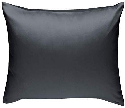 Bettwaesche-mit-Stil Mako-Satin Baumwollsatin Bettwäsche Uni einfarbig zum Kombinieren (Kissenbezug 40 cm x 40 cm, Anthrazit)