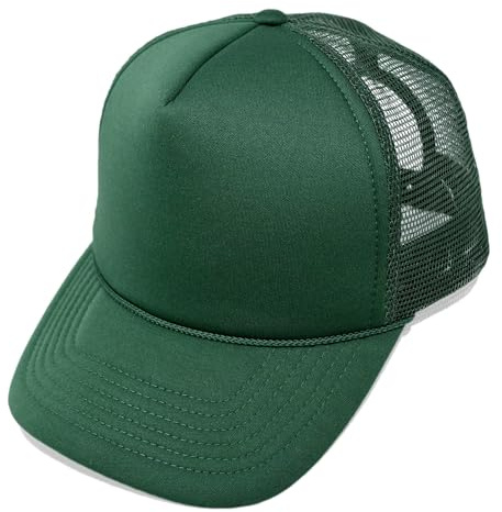 DALIX Plain Trucker Hat Mesh Cap in Dark Green