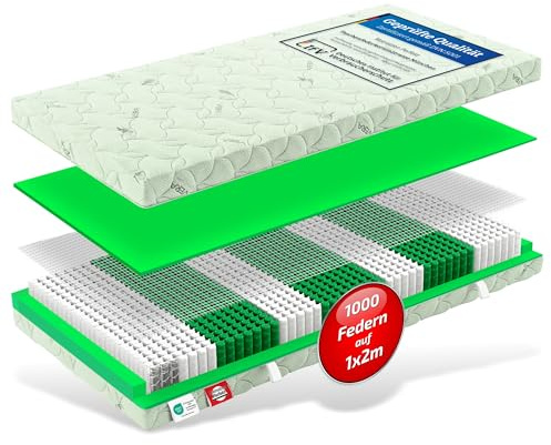 Matratzen Perfekt 7-Zonen Taschenfederkernmatratze München 180x200 cm H3 Höhe 23 cm 1000 Federn Aloe-Vera Bezug atmungsaktiv Allergiker geeignet ergonomisch orthopädisch