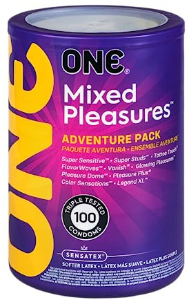ONE Condoms Mixed Pleasures | Variety Latex Condom Pack 100 Pack