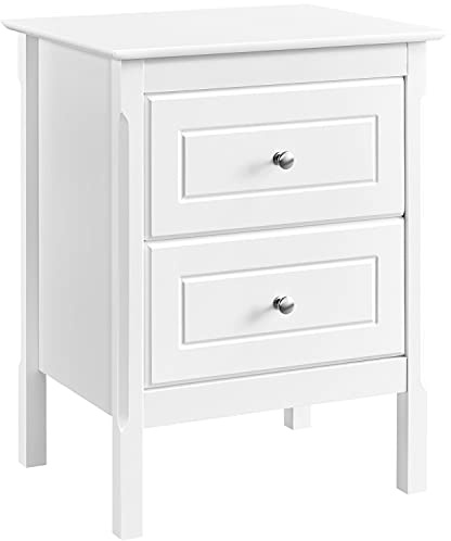 Yaheetech Comodino da Camera da Letto Bianco Moderno con 2 Cassetti Armadietto Cassettiera Cameretta Tavolino da Salotto Lato Divano 48 x 40 x 61 cm