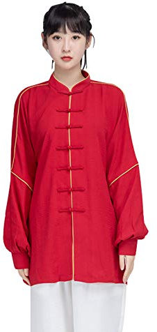 YXHUI Tai Chi Anzug Weiblicher Frühling Im Chinesischen Stil, Sommer und Herbst Männliche Tai Chi Trainingsanzüge Zeigen Wettkampfkostüme,Red-XSmall