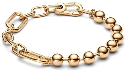 PANDORA ME Pulsera con cuentas y eslabones chapada en oro de 14 quilates, 5