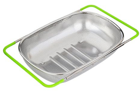 Passoire extensible au-dessus de l'évier (38–54 cm), en acier inoxydable à mailles fines pour cuisine, égoutter les pâtes, laver les légumes, riz, fruits et plats