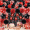 ZERODECO Geburtstagsdeko Rot Schwarz, Happy Birthday Girlande Pompons Fransen Vorhang Luftballons Geburtstagsdeko Mädchen Geburtstagsdeko Frauen Damen Kindergeburtstag Deko Geburtstag Party Zubehör