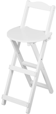 uyoyous Barhocker Klappbar mit RückenlehneBarstuhl Bambus mit Fußstütze, Küchenstuhl Sitzhöhe 61 cm Tresenhocker Bistrohocker für Küche Haus Garten Bar, Weiß