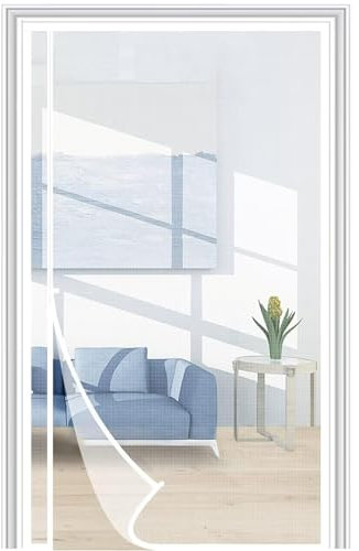 Insektenschutzvorhang,Insektenschutz Magnetischer Fliegenvorhang,Automatisches Schließen Moskitonetz für Balkontür Schiebetür Fenster Garage,Weiß,95×220cm