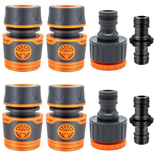 Set di 8 Raccordi Rapidi in Plastica, Connettore per Rubinetto da Giardino, Raccordi per Tubi Flessibili Kit, Connettori per Rubinetto, Tubi con Attacco Rapido, per Irrigazione e Giardino