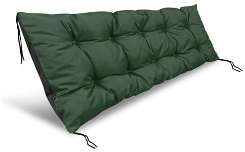 KingGarden Cojín para Banco de Jardín con Funda Impermeable, Asiento Interior y Exterior (Verde, 120x40 cm)