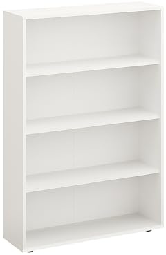 Komto Bibliothèque Étagère Rangement – Meuble Blanc Colonne à 4 Niveaux pour Livres, Bibliothèque pour Salon, Chambre ou Bureau | Lumo 80 x 120 x 24 cm (L x H x P)