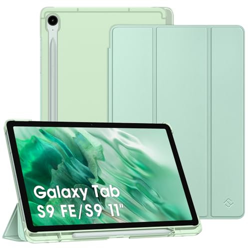 Fintie Hülle für Samsung Galaxy Tab S10 Lite/S10 FE/S9 FE 10.9 & S9 11 Tablet mit Stifthalter, Ultradünn Schutzhülle mit Translucent Rückseite Cover und Auto Schlaf/Wach Funktion, Mint