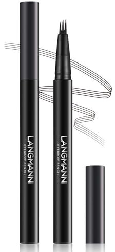 EONFAVE Wasserdichter 3D Augenbrauenstift mit 4 Gabelspitzen, Neu Microblading Augenbrauenstift, Langlebiger Natürlicher (Schwarz)