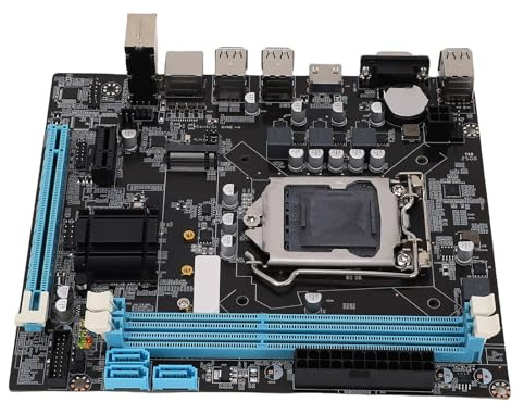Lazmin112 Placa Base para Juegos H61 LGA 1155, Placa Base para Computadora Micro ATX, con Ranuras, DDR3 de Doble Canal, Placa Base de Escritorio para LGA1155 Socket I3 I5 I7