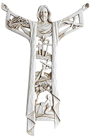 Risen Kristus väggkors kors kors Jesus hemfigurer skulptur heminredning, typ A
