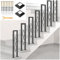 Barandilla de Escalera Interiores, Pasamanos Antideslizante en Forma de U Balaustre Decorativa de Metálico con Patrón de Diamantes, Valla de Seguridad para Jardín Pasillos Entradas (Negro, 75cm)