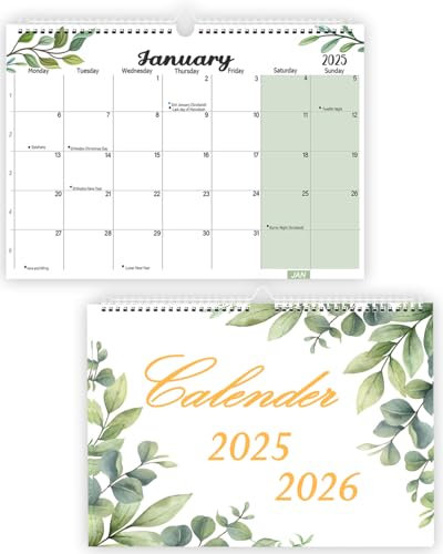 Wall Calendar 2025 2026 A4 - Magnetic Calendar for Fridge Sep. 2025 to Dec. 2026 (18 months) - Family Academic Year Monthly Wall Planner for Holidays, Work Organisation & Scheduling