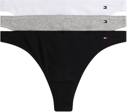 Tommy Hilfiger Women's 3p Lrx Dipped Thong Ext.sizes Uw0uw06129 Thong (pack of 3)