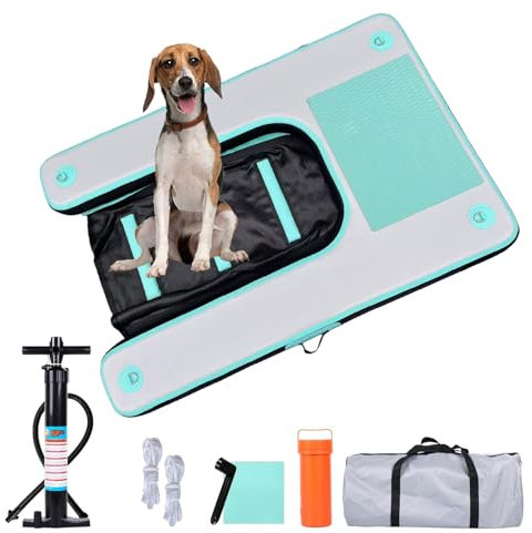 HEYLIFE Rampa Gonfiabile Per Cani cancelletti e Rampe Inflatable Dog Water Pool Ramp Per Piscina Fino a 100 kg Green 150x100x10cm