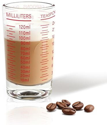 Measuring Cup Shot Glass - 120ML/4OZ Heavy Duty Glass with Accurate Black Scales - Red, for Espresso, Cocktails & Kitchen Ingredients | NLnnmuzh-1Pack (Red line)