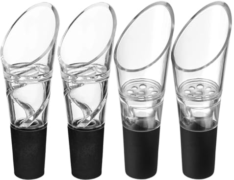 KEQAR Set 4 pezzi di Decanter Aeratore e Versatore a Spirale – Adatto a Diverse Dimensioni di Bottiglie di Vino, con Eccellenti Proprietà di Tenuta – Plastica, Acciaio Inossidabile, Antiruggine