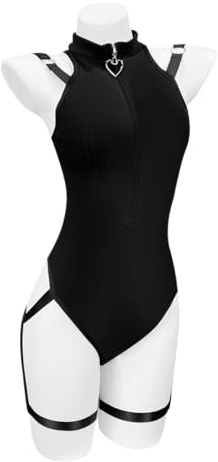 KORURACLUB Black Lingerie Corset Bodysuit Turtleneck Bodysuit | Bondage Corset Top Sexy Lingerie