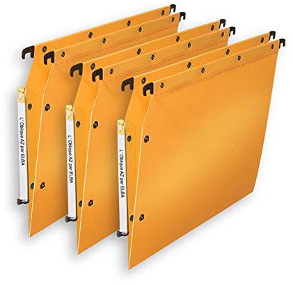 Elba Ultimate PP Lot de 10 Dossiers Suspendus pour Armoire Fond en V Polypropylène Opaque Jaune