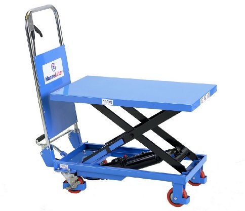 HanseLifter SPA150 Mobiler Hubtisch mit 150kg Tragfähigkeit und 750mm Hubhöhe, Lichtblau