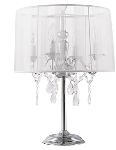 Casa Padrino Barock Hockerleuchte mit Kristall-Deco, 4-Flammig, Weiß, nostalgische Tischleuchte, Leuchte Lampe