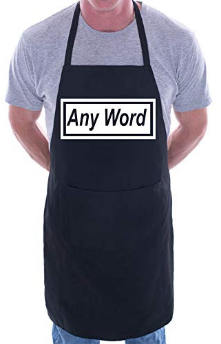 Print4U Customised Apron BBQ Any Word You Want Name Song Black