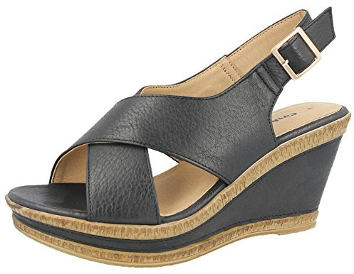 Cushion Walk Ladies White Comfort Slingback Wedge Sandal (5 UK, Black)