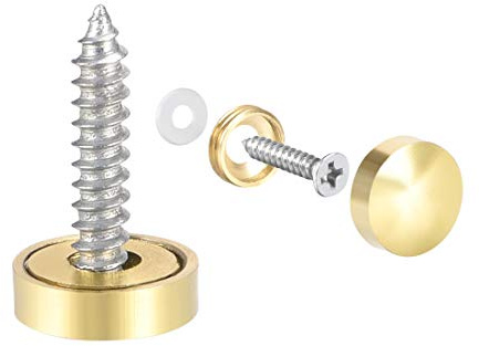 uxcell Mirror Screws Decorative Caps Cover Nails Polished Gold 12mm 8pcs