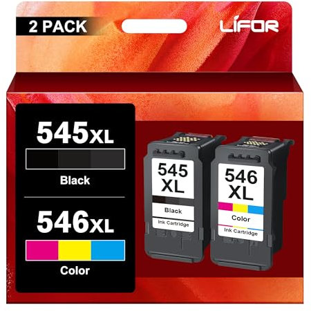 LIFOR 545XL Black 546XL Colour Printer Ink Replacement for Canon 545 546 Ink Cartridges PG-545 CL-546 XL for Pixma TS3350 TS3355 TS3150 TS3300 TR4550 MG2550S MG3050 TR4500 TS3100 TR4551 TR4650 MX495