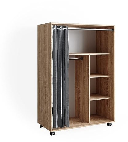 Vicco Kleiderschrank Doros, Flügeltürenschrank, Sonoma, 100 x 146.6 cm offen rollbar