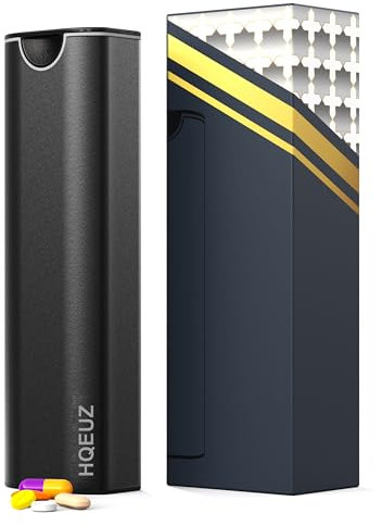 HQEUZ Tablettenbox 7 Tage tägliche Pillendose Wochenbox Aluminium tragbare Tablettendose Große Medikamentenbox Pillen-Organizer für Vitaminen, Medikamenten, Pillen, Nahrungsergänzungsmitteln, Schwarz