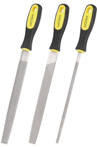 WOTAHI Metal File Set - 3PCS T12 Carbon Steel Files with 200mm/8-Inch Double-Sided Teeth in Round, Half-Round, and Flat Shapes for Professionals and DIY Woodworking/Metalworking