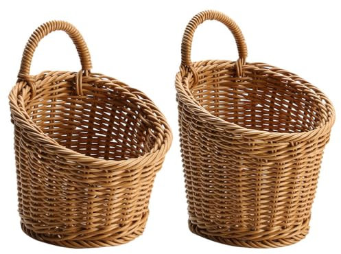 Kichvoe 2 PièCes Panier De Rangement Oignon Gingembre Ail Panier De Fruits Etagere Rangement Paniers Muraux TresséS Paniers à LéGumes Muraux En Osier Panier De Cuisine Clé