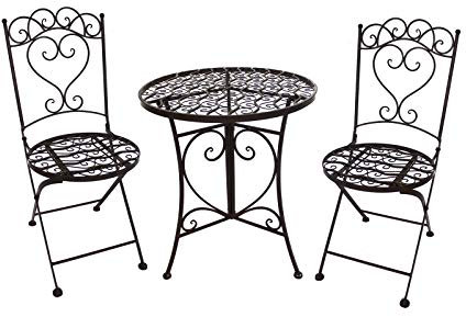 HTI living Essgruppe 3-teilig Curly Braun Sitzgruppe Metall Nostalgisch