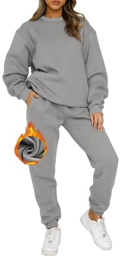 CheChury Survêtement Femme Hiver Ensemble Jogging Polaire Survêtement Chaud Femme Hiver Sportwear Fitness Pantalon de Sport Automne Sweat Suit Casual Sweatshirt Tracksuit Set Loungewear 2 Pièces