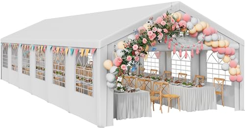 YITAHOME 20x40FT Party Tent Heavy Duty Wedding Tent Event Shelters Outdoor Canopy Upgraded Galvanized Steel Carport with Removable Sidewall Windows for Commercial and Parties (White)