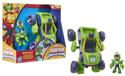 Marvel Iron Man and his Awesome Friends Iron Hulk, 2-i-1 mech suit och fordon, actionfigur och leksaksfordon