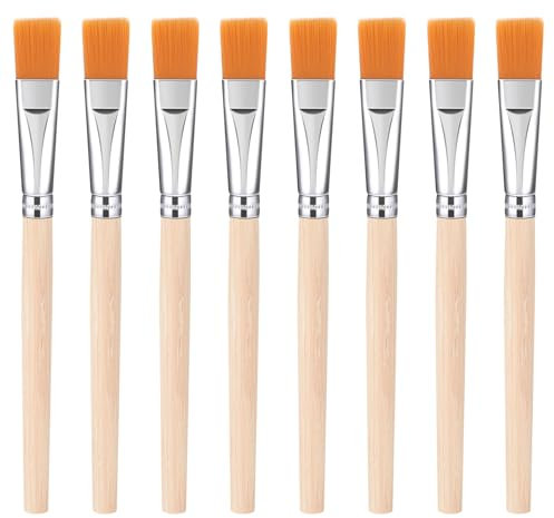 Juego de 8 pinceles planos de pintura de 3/5 pulgadas, pinceles de pintura versátiles para acuarela, pincel pequeño a granel para acrílico, acuarela, óleo y proyectos de manualidades