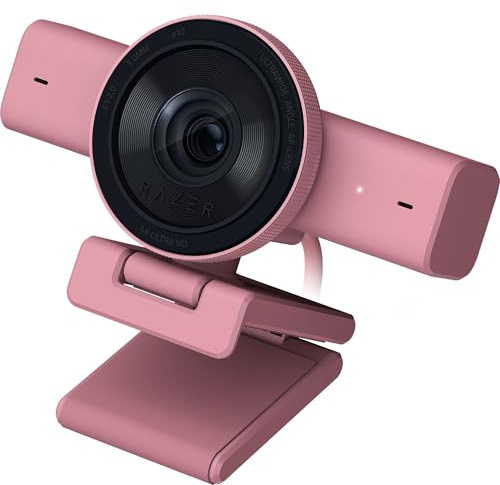 Razer Kiyo V2 Streaming Webcam: 4K 30 FPS, 1080p 60 FPS - AI Powered Auto-Framing - Built-in Microphone - Ultrawide Angle Lens - Privacy Cover - Works with OBS, Xsplit, Discord, Zoom, Teams - Pink