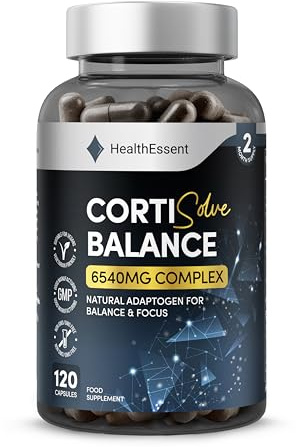 HealthEssent CortiSolve Complex 6540mg – Cortisol Support Supplement with Ashwagandha, Rhodiola, Magnesium & L-Theanine – Natural Adaptogen for Balance, Focus & Weight Goals – 120 Capsules