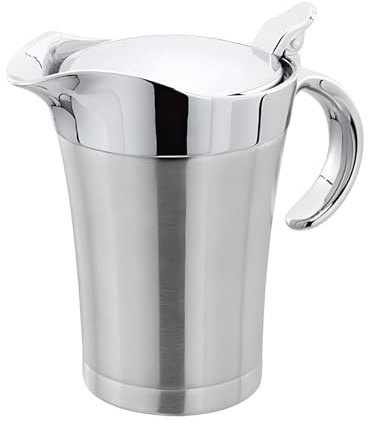 750ml Stainless Steel Gravy Boat with Lid - Double Walled Thermal Gravy Jug Insulated Sauce Pot - Drip-Free Spout & Ergonomic Handle - Keeps Sauces Hot for Dinners, Holidays, Parties - 25oz