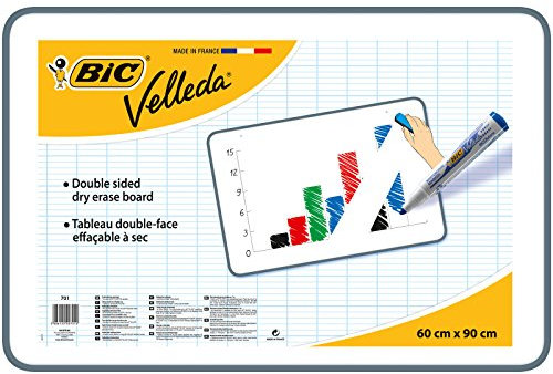 BIC Velleda Tableau Double Face Effaçable à Sec (60 x 90 cm) - Gris, Pack de 1