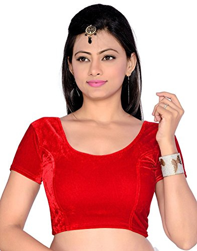 Stylesindia Women's Velvet Stretchable Sari Blouse XL (for Bust Size 32-36 Inches), Red, XL